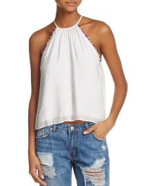 Honey Punch Pom-Pom Trim Swiss Dot Tank at Bloomingdales